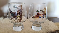 Krosno vadász jelenetes üvegpohár pár