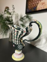 Herendi porcelán dísztágy,kiöntő, Siang Noir dekorral,pecsétes jelzéssel 35 cm magas