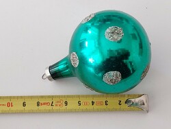 Old glass Christmas tree ornament dotted green sphere glass ornament