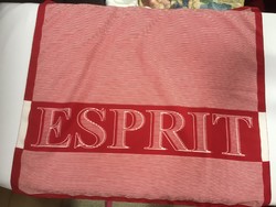 ESPRIT márkájú szép kis fehér-piros csíkos selyem kendő, hivatali öltözethez is remek választás