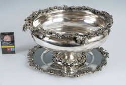Silver grape pattern bowl with coaster (e06)