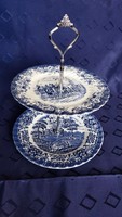 2 Tier English porcelain blue serving bowl (1)