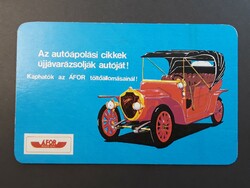 Old card calendar 1985 - Afro car care articles make your car look new! With caption - calendar