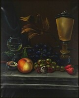 1M347 XX. századi festő : Asztali gyümölcscsendélet
