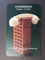 Régi Kártyanaptár 1982 - Lakáskarbantartó és Metallkémia ISZ Szombathely felirattal - Retró Naptár