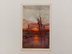Old postcard 1912 art postcard landscape sunset