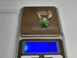 Gyönyörű vastag 925 ezüst zöld köves gyűrű