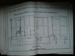 Vasút- vagon - tervrajzok, 18 darab Harzer Aktien Gesellschaft + 3 eredeti "Kolos" 1872- 1873.