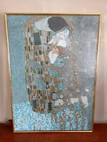 Gustav Klimt "A csók"  nyomat keretben, falidísz