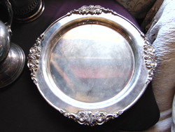 Busy! Old, thick, silver-plated metal tray