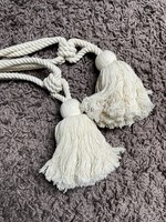 Large natural color cotton curtain ports, tassels in pairs