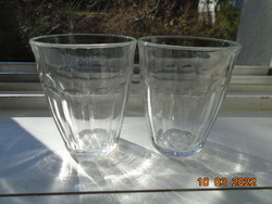 2 pieces of older thick-walled, ribbed, cast glass with the mark of the Hungarian standards body