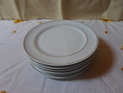 Alföldi Porcelán, aranyszegélyes fehér tányér 1. (aranyszélű süteményes készlet, kistányér)