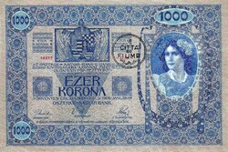 REPLIKA: FIUME, 1000 KORONA FELÜLBÉLYEGZÉS - FIUME, 1000 KRONEN OVERPRINT