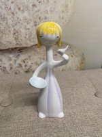 Hollóházi Ősz Szabó Antónia Porcelán Madaras Kislány A39