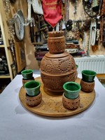 Wood carved liquor set