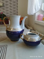 Cobalt blue porcelain jug, sugar bowl with gold decoration for sale! For replacement