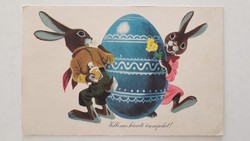 Régi húsvéti képeslap 1962 rajzos levelezőlap nyuszi tojás