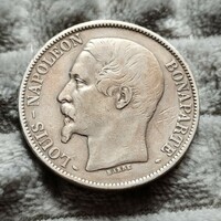 Francia ezüst 5frank 1852.A.