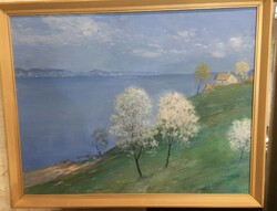 Gyula Halvax: high shore of Lake Balaton with flowering trees