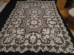 Beautiful antique handmade Maderia vert lace tablecloth