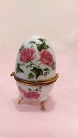 Porcelán rózsás díszítésű,tojás bonbonier
