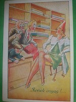Antik 1920-30. Kaszás Jámbor humoros képeslap :Remek anyag.képek szerint Barasits
