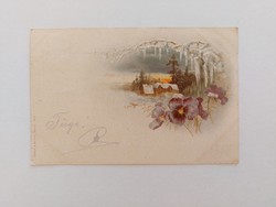 Old postcard 1899 postcard landscape pansy