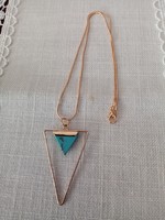 Gold-plated turquoise stone pendant with chain.