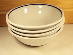 Retro Zsolnay Pécs porcelán leveses gulyásos tányér kék szegélyes üzemi konyha étkezde 4 db
