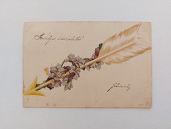 Old postcard 1900 postcard arrow pansy