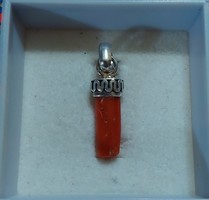 Noble coral stone silver pendant for necklace or bracelet