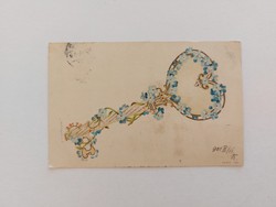 Régi képeslap 1901 levelezőlap kulcs nefelejcs szív