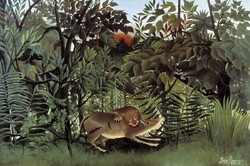 Henri Rousseau - Az éhes oroszlán ráveti magát az antilopra - reprint