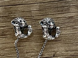 Cuki kis majom/maki charm-ok, jelzett ezüst, köves - Pandora kompatibilis