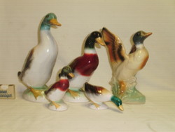 Four pieces of Bodrog Kresztúr and one piece of other ceramic duck figurines, for sale together