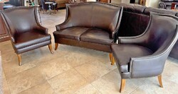 West Elm leather 3 Piece sofa and chairs set