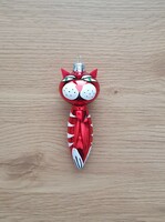 Karácsonyfadísz- Cseh üveg macska (piros)