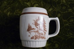 Old hunter, forest mug deer pattern 0.5 l 12.5 x 9 cm + ear GDR beer mug