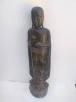 Standing Buddha large carved wooden statue in good condition, 1 meter!