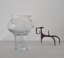 Vintage Krosno kristály üveg váza / gyertyatartó / dekoráció - jelzett