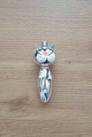 Karácsonyfadísz-  Cseh üveg macska (ezüst)