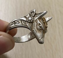 Régi egyiptomi aranyozott ezust jelzés nélküli dizájn gyűrű