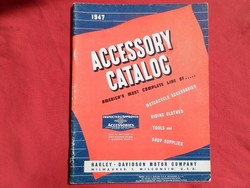 Vintage motorcycle original harley-davidson parts accessories and clothing catalog from 1947!