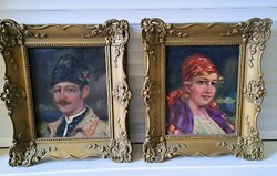 Old paintings paired with blonde baroque frames