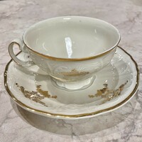 Arany festett Bernadotte csehszlovák tört-fehér porcelán teás készlet 6 darabos