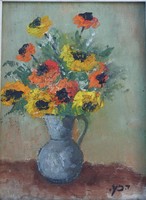 Flower still life - marked - quality painting oil / canvas