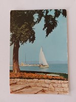 Retro postcard photo postcard Balaton harbor ships