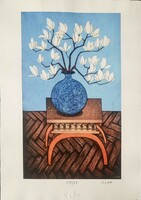 Vinkó Leó - Magnóliák régi padlóval 34,5 x 20,5 cm c-print, merített papír