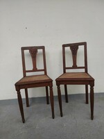 Antique art deco 2 kitchen carved wooden wicker dining chairs 909 3416